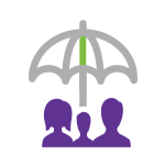 Family with umbrella icon