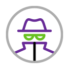 Criminal with glasses and hat icon