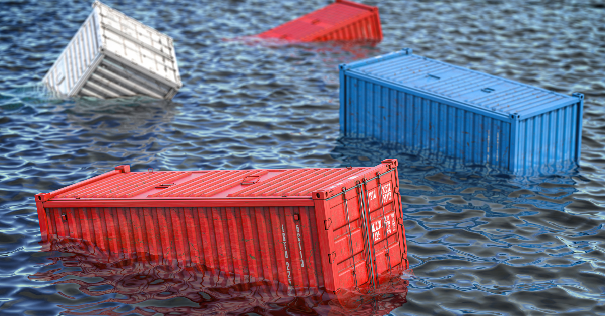 containers floating in water